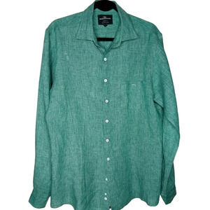 *SOLD*   Rodd & Gunn Mens Sports-Fit Green Linen Button-up Shirt - L